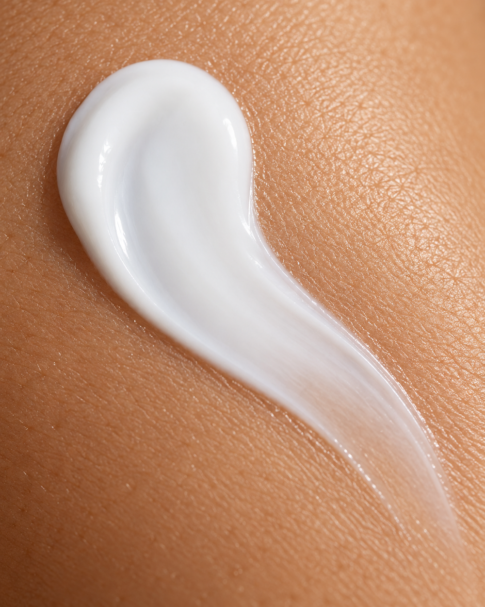 White moisturizer swipe on skin.